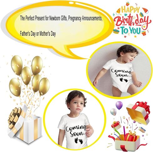 Coming Soon Bodysuits Baby Announcement, Toddler Boys Girls Cotton Romper Short Sleeve Jumpsuit Outfits 0-24 Months in Saudi Arabia