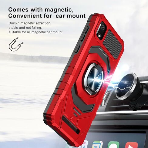 حافظة لهاتف Cloud Mobile Stratus C7 مع واقي شاشة، حافظة هاتف Cloud Stratus C7 من الدرجة العسكرية، مسند حلقي مغناطيسي متين مقاوم للصدمات، غطاء عالي التحمل لهاتف Cloud Stratus C7 أحمر in Kuwait