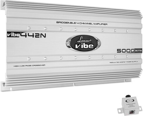 Lanzar Premium Car Audio، مضخم صوت السيارة، مضخم صوت استريو السيارة، 5000 واط، 4 قنوات، مضخم Mosfet، مدخل RCA، التحكم في مضخم الصوت، مضخم الطاقة، مؤشر LED، إلكترونيات السيارة (VIBE442N.6) in Kuwait