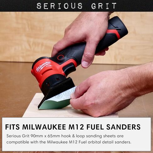 90mm x 65mm Triangle Sanding Sheet Assortment - Fits Milwaukee M12 FUEL™ Sanders - 80, 120, 150, 180, 220 Grit (10 of each) - Heavy-Duty Hook & Loop Film Sandpaper Pads - 50 Pack Box in Saudi Arabia