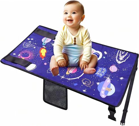 Airplane Seat Extender for Toddler Kids, Kids Airplane Travel Bed, Kids Airplane Travel Essentials, Airplane Must Have for Toddlers, Baby Portable Plane Bed Foot Rest for Flight (Blue-Space) in Saudi Arabia