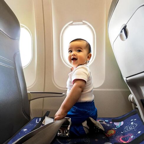 Airplane Seat Extender for Toddler Kids, Kids Airplane Travel Bed, Kids Airplane Travel Essentials, Airplane Must Have for Toddlers, Baby Portable Plane Bed Foot Rest for Flight (Blue-Space) in Saudi Arabia