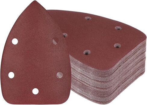 60pcs Mouse Sander Detail Sandpaper - [240 Grit, 3.5" x 5.5"] Triangle Hook and Loop Assorted Sanding Pads Sheet for Wood Furniture Polishing Use | 5 Hole, Aluminum Oxide in Saudi Arabia