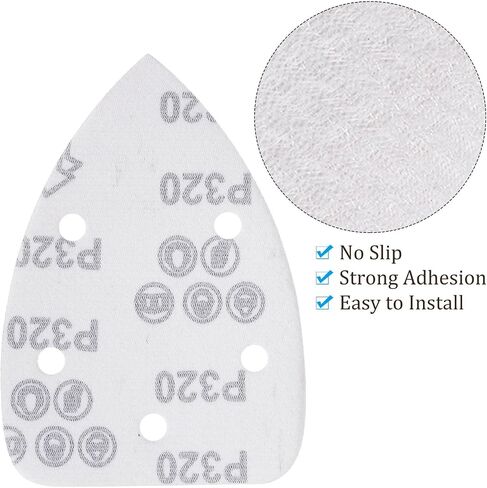 60pcs Mouse Sander Detail Sandpaper - [240 Grit, 3.5" x 5.5"] Triangle Hook and Loop Assorted Sanding Pads Sheet for Wood Furniture Polishing Use | 5 Hole, Aluminum Oxide in Saudi Arabia