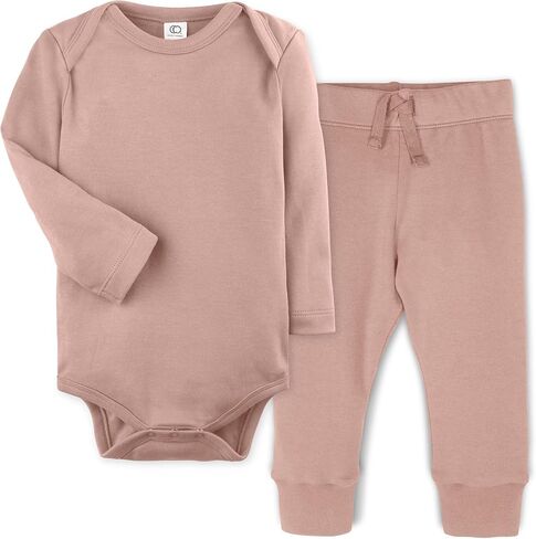 مجموعة ملابس عضوية ملونة مكونة من قطعتين - أحمر الخدود - 6-12 شهرًا in Kuwait