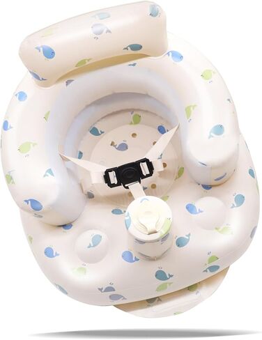 مقعد AirSwim Baby قابل للنفخ للأطفال من عمر 3 أشهر فما فوق، مقعد دعم الطفل ذو 3 نقاط، كرسي أطفال صيفي للجلوس، مقعد محمول قابل للنفخ على الأرض، مقعد على شكل حوت in Kuwait