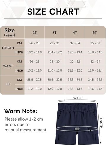 OHD 3 Pack Baby Boys Cargo Shorts, Toddler Jogger Shorts Summer Classic Fit Elastic Waist Uniform Shorts with Pockets in Kuwait
