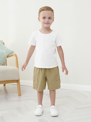 OHD 3 Pack Baby Boys Cargo Shorts, Toddler Jogger Shorts Summer Classic Fit Elastic Waist Uniform Shorts with Pockets in Kuwait