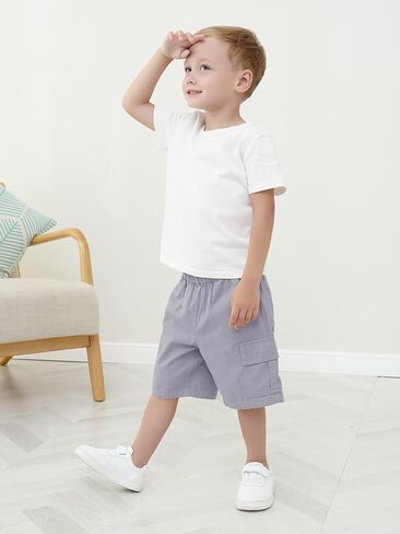 OHD 3 Pack Baby Boys Cargo Shorts, Toddler Jogger Shorts Summer Classic Fit Elastic Waist Uniform Shorts with Pockets in Kuwait