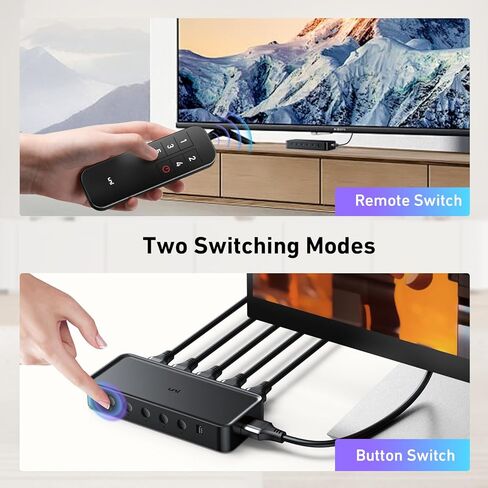 محول يوني HDMI 5 في 1 خارج 4K@60 هرتز، محول مقسم HDMI مع جهاز تحكم عن بعد، 5 منافذ HDMI 2.0 صندوق مقسم يدعم 3D، HDCP2.2، HDR متوافق مع الكمبيوتر المحمول، PS5/4، Xbox، Roku TV، Fire Stick in Kuwait