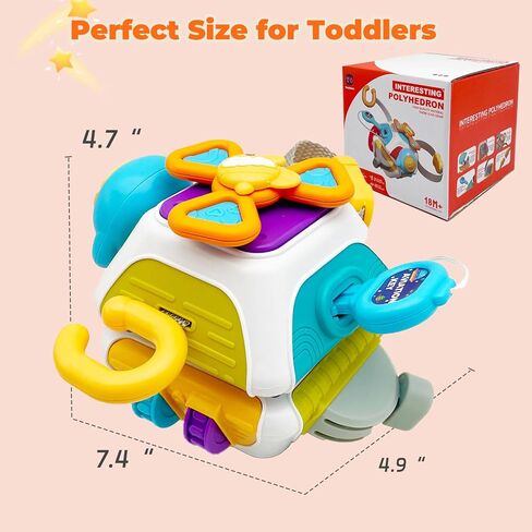 Montessori Busy Cube for Toddlers,Car Travel Toys Busy Board Activity Cube,Kids Educational Birthday Gifts Sensory Baby Toys 18+ Months (Decahedron) in Saudi Arabia