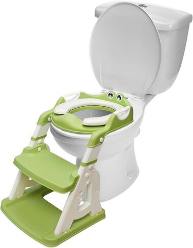2-in-1 Potty Training Seat: Toddler Potty Training Toilet, Toddler Step Stool for Boys Girls! Potty Training Seat with Splash Guard, Anti Slip Pad & 5 Levels Height Adjustments! (Green) in Saudi Arabia