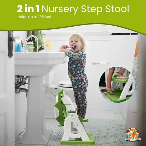 2-in-1 Potty Training Seat: Toddler Potty Training Toilet, Toddler Step Stool for Boys Girls! Potty Training Seat with Splash Guard, Anti Slip Pad & 5 Levels Height Adjustments! (Green) in Saudi Arabia