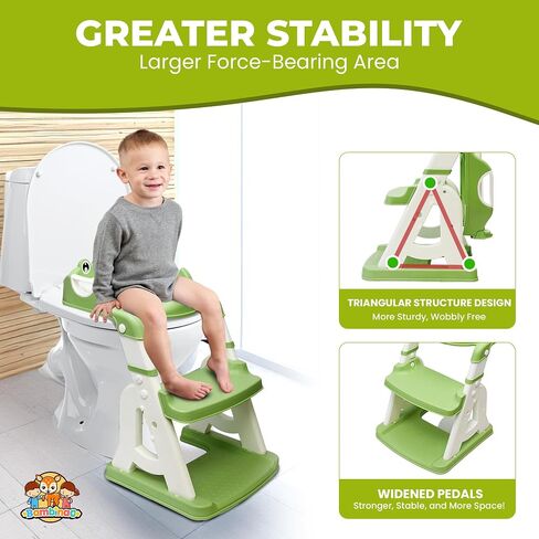 2-in-1 Potty Training Seat: Toddler Potty Training Toilet, Toddler Step Stool for Boys Girls! Potty Training Seat with Splash Guard, Anti Slip Pad & 5 Levels Height Adjustments! (Green) in Saudi Arabia
