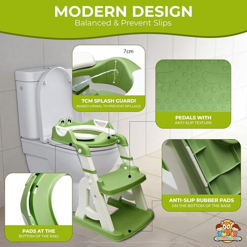 2-in-1 Potty Training Seat: Toddler Potty Training Toilet, Toddler Step Stool for Boys Girls! Potty Training Seat with Splash Guard, Anti Slip Pad & 5 Levels Height Adjustments! (Green) in Saudi Arabia