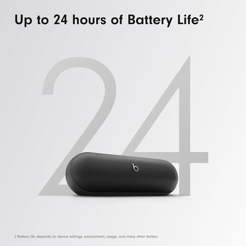 بيتس بيل - مكبر صوت بلوتوث لاسلكي وشاحن محمول عبر USB-C - عمر بطارية يصل إلى 24 ساعة، مقاوم للماء IP67، متوافق مع Apple وAndroid، ميكروفون مدمج - أسود مطفي in Saudi Arabia