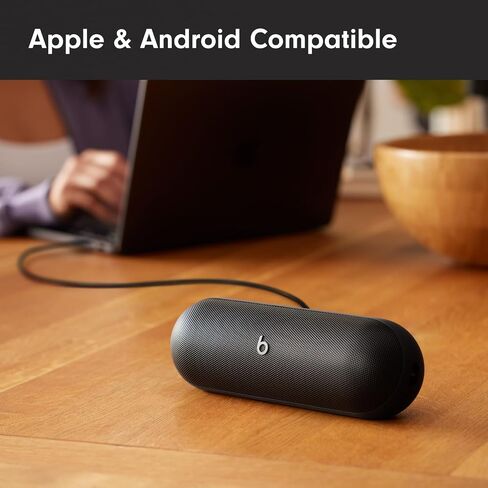 بيتس بيل - مكبر صوت بلوتوث لاسلكي وشاحن محمول عبر USB-C - عمر بطارية يصل إلى 24 ساعة، مقاوم للماء IP67، متوافق مع Apple وAndroid، ميكروفون مدمج - أسود مطفي in Saudi Arabia