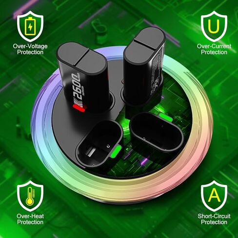 شاحن لحزمة بطارية وحدة تحكم Xbox One مع محطة شاحن بطارية Xbox One قابلة لإعادة الشحن USB بقدرة 4 × 6200 مللي أمبير في الساعة لأجهزة Xbox Series X|S ووحدات تحكم Xbox One S/One X/Elite - ملحقات Xbox One (2600 مللي أمبير في الساعة) in Kuwait