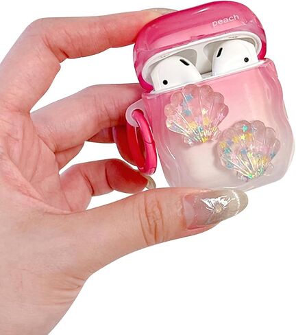 Compatible for AirPods 2nd/1st Generation Case Cute Clear 3D Shell Design Flash Star Soft TPU Protective Shockproof Case for Girls Women-Blue in Saudi Arabia