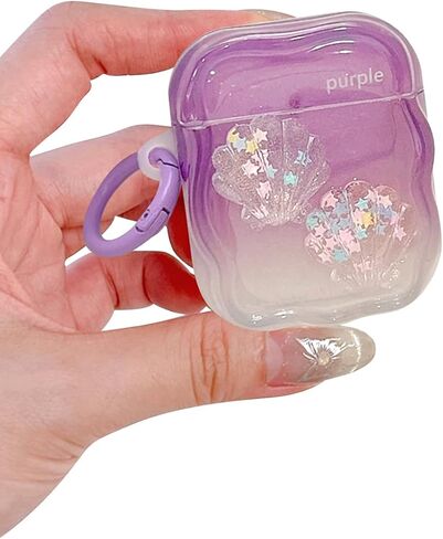 Compatible for AirPods 2nd/1st Generation Case Cute Clear 3D Shell Design Flash Star Soft TPU Protective Shockproof Case for Girls Women-Blue in Saudi Arabia