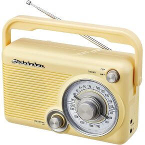 Studebaker SB2002TE Portable AM/FM Radio with Headphone Jack and Aux-in Jack with AC/DC Power (Teal/White)