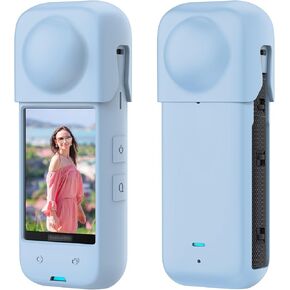 حافظة سيليكون واقية لـ Insta360 X4، غطاء سيليكون مضاد للخدش لحماية كاميرا الكاميرا لملحقات كاميرا Insta 360 X4 (أزرق)