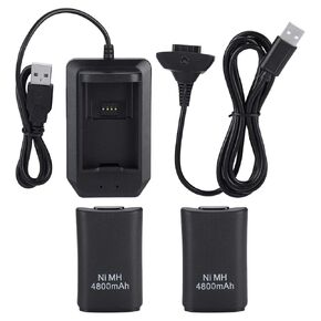 Rechargeable Battery Pack of 4800mah Replacement Battery Pack Controller Charging Package Backup Battery for 360 Charging During Games with a USB Cable and Charging Base [video