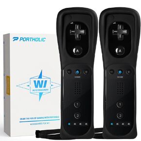 PORTHOLIC Wii Remote Controller, 2 Packs Upgrade Wii Wireless Controller Compatible with Nintendo Wii Wii U Console (White and White)