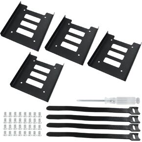 حامل SSD HDD، دعامة تثبيت قوية لمحول القرص الصلب 2.5 إلى 3.5 (4 عبوات، أسود)