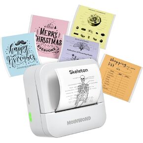 Notebuddy Mini Sticker Printer Doodle Dash Portable Thermal Printer Inkless Pocket Photo Printer Bluetooth for Learning Assistance, Scrapbook Supplies,Journal,Study Notes with Sticker Paper,White
