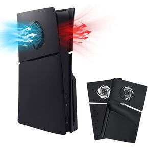 Mcbazel Face Plates for PS5 Slim Disc Edition Only, Anti-Scratch Replacement Panels Cover Plates Shell Case with Cooling Vent Compatible with PlayStation 5 Slim Disc Edition Console - Black