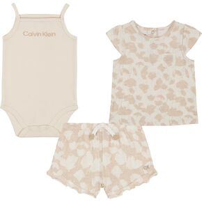 Calvin Klein baby-girls 3 Piece Bodysuit Top Short
