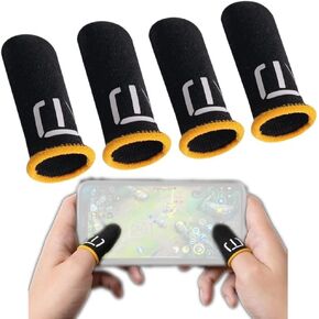 2 Pairs Black Mobile Phone Gaming Sweat-Proof Finger Cover Fingertip Gloves Game Sleeves Thumb Screen Fingertip Gaming Accessories