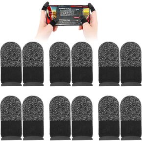 Gamer Finger,12Pcs Carbon Fiber Professional Gaming Finger Sleeves Finger Protectors for All Touchscreen Devices Comfortable fit Anti-Sweat Maximum Touch Response Black Finger Sleeve for Gaming