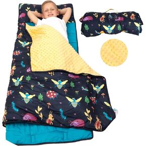 Nap Mat - Toddler Sleep Mat - Plush & Padded Toddler Nap Mat with Pillow & Soft Blanket - Machine Washable Sleeping Mats for Kids - Easy to Roll Nap Mat for Preschool, Daycare & Travel