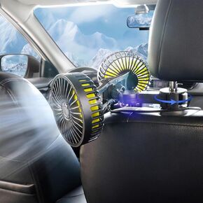Car Fan, Dual Head USB Car Fans for backseat for kids, 3-Speed Air Speed and 360° Rotating Rear Seat Cooling Carseat Fan 5V Powerful Air Circulation Fan for Sedan SUV RV Truck in Saudi Arabia