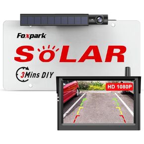 Solar Wireless Backup Camera, 3Mins DIY Installation, 1080P Battery Powered Car Back Up Camera System, Support 2 Channels Hitch Reverse Camera for SUV/Van/Truck/Trailer