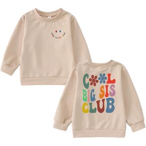 Big Sister Sweatshirt Toddler Baby Girl Cool Big Sis Club Pullover Long Sleeve Flower Shirt Fall Winter Casual Outfit