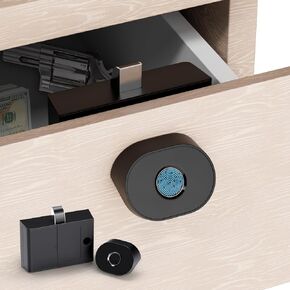 Handle-Style Fingerprint Cabinet Lock, Smart Biometric Cabinet Lock, Keyless DIY Hidden Drawer Lock for Files, Storage Cabinet, Wardrobe, Wooden Furniture, Waterproof