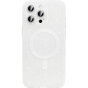 حافظة Tnarru لهاتف iPhone 15 Pro Max متوافقة مع MagSafe [واقي عدسة الكاميرا الماسية] غطاء حماية كامل الجسم مضاد للصدمات، حافظة هاتف مغناطيسية رفيعة لهاتف iPhone 15 Pro Max، أسود لامع