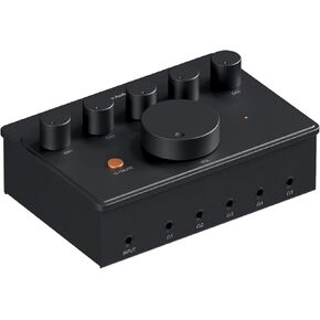 Fosi Audio PH05 5-Channel Headphone Splitter Amplifier, Mini Headphones Amp for Music Studio Mixer, Audio Sharing, Podcast Monitor, Supports 16-300 Ohm High Impedance IEM with 12V Power Adapter