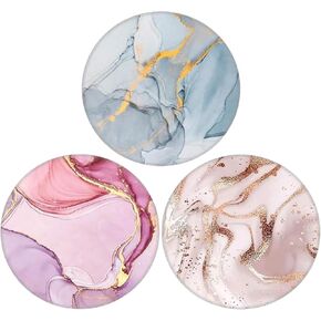 3 Pack Universal Cell Phone Stand Compatible with Socket for iPhone Grip & Holder, 360° Rotation -Colorful marble smile geometry