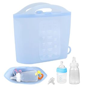 1.5L Breast Pump Sterilizer Bags, Reusable Sterilizer Bags for Baby Bottles Silicone Microwave Sterilizer Bag Mom Must-Have Accessories for Pacifiers Breast Pump for Home On-The-Go (Grey)