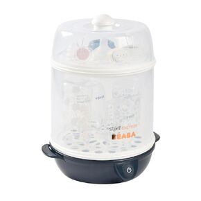 BEABA Steril' Express 2-in-1 Baby Bottle Sterilizer, Fast Sterilization in 6 Minutes, Auto Shut Off Feature, Steam Sterilizer for Baby Bottles, Midnight