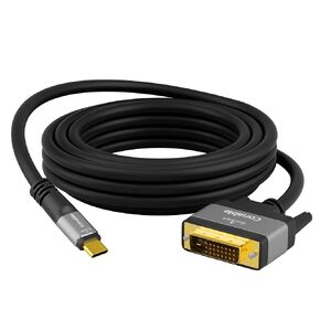 كابل 4K USB C إلى DVI بطول 4 أقدام، وسلك محول USB من النوع C إلى DVI-D، (Thunderbolt 3/4) متوافق مع سلسلة iPhone 15، وMacBook Pro/Air، وiPad Pro، وiMac، وGalaxy S24، وXPS، وSurface Book 3 والمزيد، كابل أسود