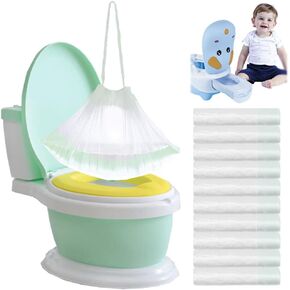 200 Pack Portable Potty Chair Liners with Drawstring,Disposable Training Toilet Seat Potty Bags for Kids Toddler Pet Outdoors(17.3x9.4 inch)