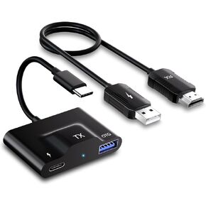 USB-C to Wireless HDMI Transmitter and Receiver, 2.4G/5G USB C Wireless HDMI,Streaming Video and Audio to TV/Monitor/Projector from Mac Book/Sur face/Chrome book,Pad,Phone 15/GaL axy.