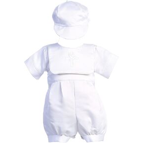 Baptism outfits for Boys, Baby Boy Christening Outfit, Baptismal Satin Romper Clothes - Ropa de Bautizo para Niño Bebe
