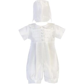 Baptism outfits for Boys, Baby Boy Christening Outfit, Baptismal Shantung Romper Clothes - Ropa de Bautizo para Niño bebes