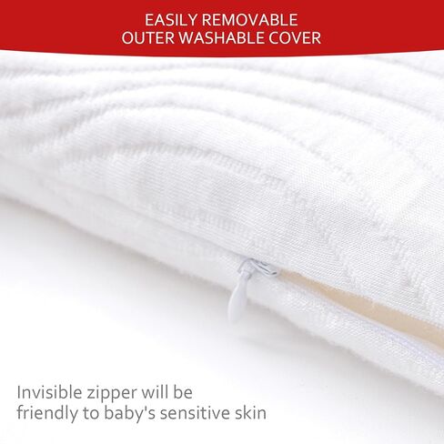 وسادة مرتبة لسرير الأطفال مع غطاء مقاوم للماء مقاس 17 بوصة × 31 بوصة، وسادة بديلة مستطيلة فائقة النعومة قابلة للتنفس مقاومة للماء، تناسب العديد من العلامات التجارية والأناقة لسرير الأطفال in Kuwait